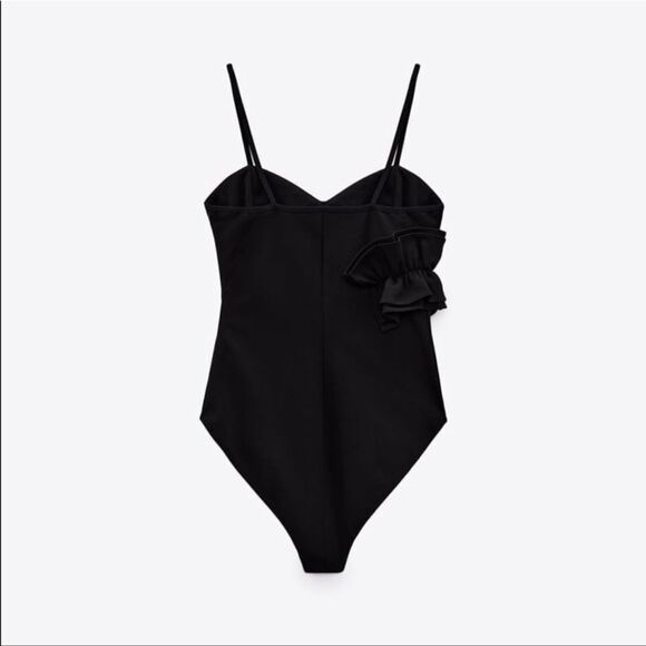 Zara black ruffle bodysuit NWT - Picture 4 of 6